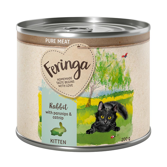 Ekonomipack: Feringa Pure Meat Kitten 12 x 200 g - Kanin, palsternacka & kattmynta