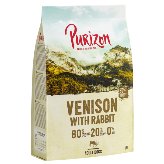 Testa nu - 1 kg till kanonpris! Purizon torrfoder - Adult Venison & Rabbit - Grain Free
