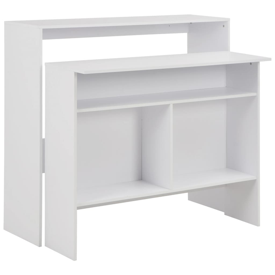 vidaXL Barbord med 2 bordsskivor vit 130x40x120 cm