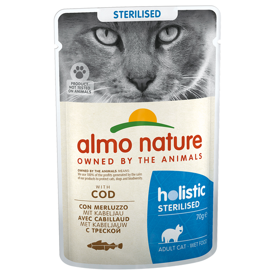 Almo Nature Holistic Sterilised portionspåse - 6 x 70 g med torsk