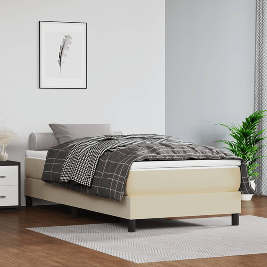 vidaXL Pocketresårmadrass gräddvit 90x190x20 cm konstläder