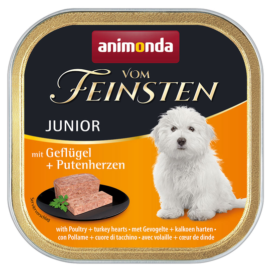 Ekonomipack: Animonda Vom Feinsten 24 x 150 g - Junior: Fjäderfä & kalkonhjärta