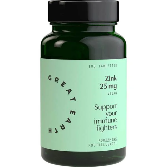 Great Earth Zink 25 mg 100 tabletter
