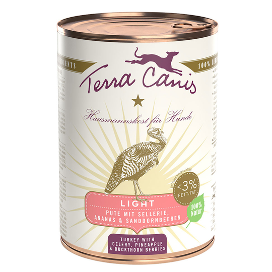 Ekonomipack: Terra Canis Light 12 x 400 g Kalkon med selleri, ananas och havtorn