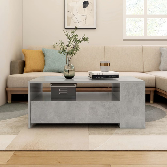 vidaXL Soffbord betonggrå 102x55x42 cm konstruerat trä