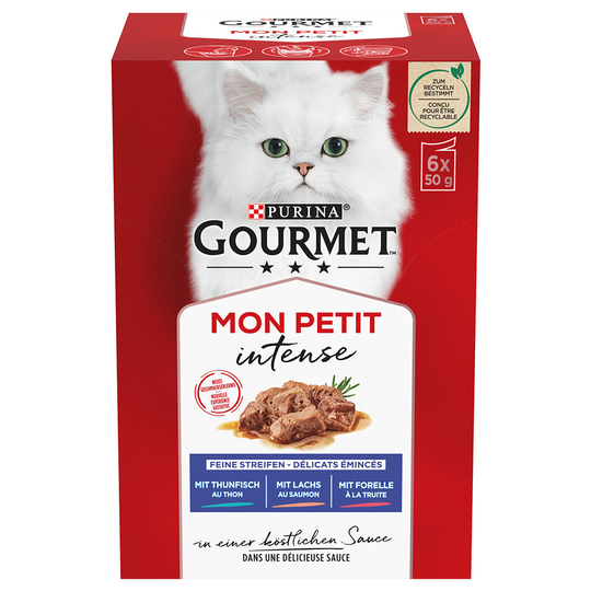 Ekonomipack: Gourmet Mon Petit 24 x 50 g - Tonfisk, Lax, Öring