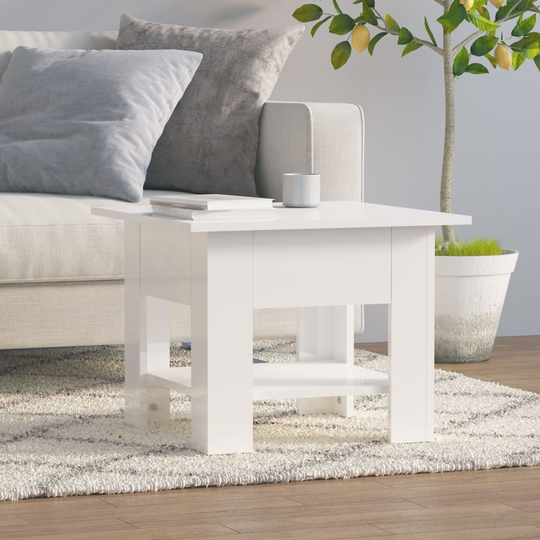 vidaXL Soffbord vit högglans 55x55x42 cm konstruerat trä