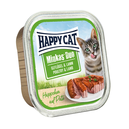 Ekonomipack: Happy Cat Minkas Duo - Bitar med paté 48 x 100 g - Fjäderfä & lamm