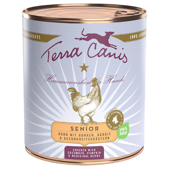 Terra Canis Senior spannmålsfritt 6 x 800 g - Kyckling med gurka, pumpa och hälsoörter