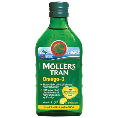 Möllers Tran Fiskleverolja med citronsmak, 250ml