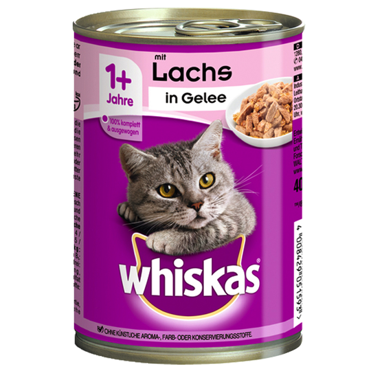 Ekonomipack: Whiskas 1+ burkar 24 x 400 g - 1+ Lax i gelé