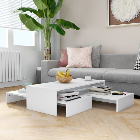 vidaXL Satsbord vit 100x100x26,5 cm spånskiva