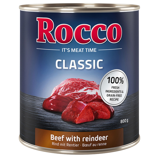 Rocco Classic 12 x 800 g hundfoder - Nötkött & renkött