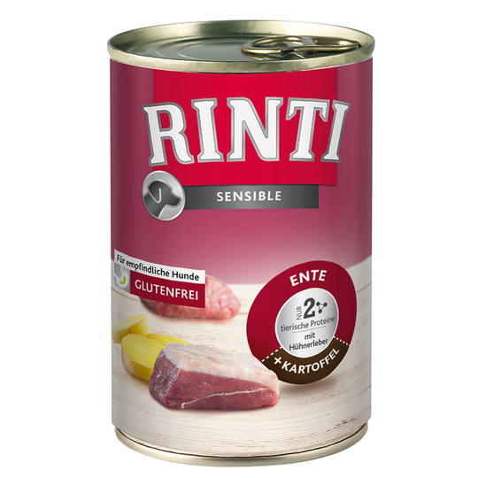 Ekonomipack: RINTI Sensible 24 x 400 g - Anka & potatis med kycklinglever