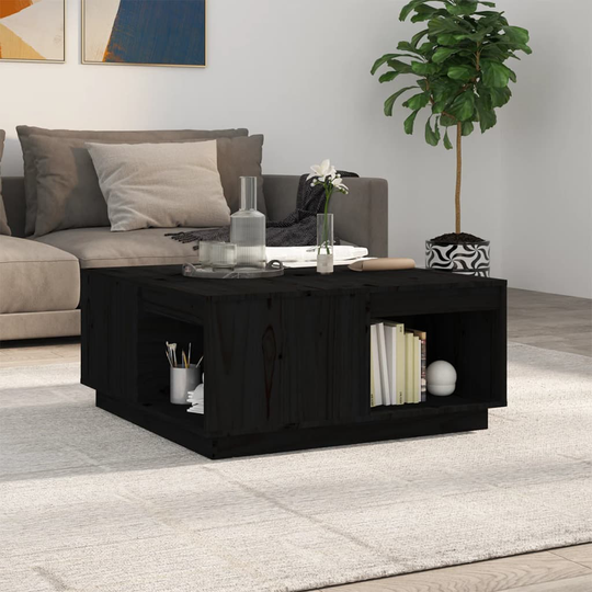 vidaXL Soffbord svart 80x81x36,5 cm massiv furu