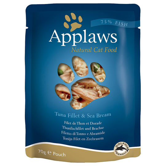Ekonomipack: Applaws Cat Pouches kattmat 48 x 70 g - Tonfisk & havsbrax