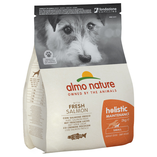 Ekonomipack: 2 / 3 påsar Almo Holistic Nature hundfoder - Adult Small Lax & ris (3 x 2 kg)