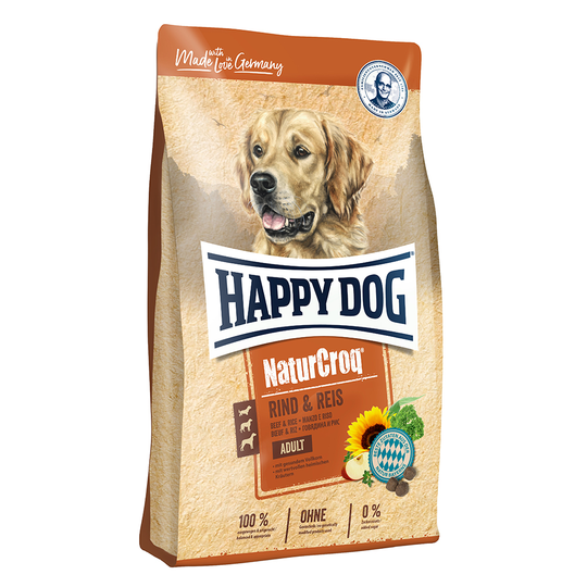 Ekonomipack: 2 stora påsar Happy Dog NaturCroq Nötkött & ris (2 x 15 kg)