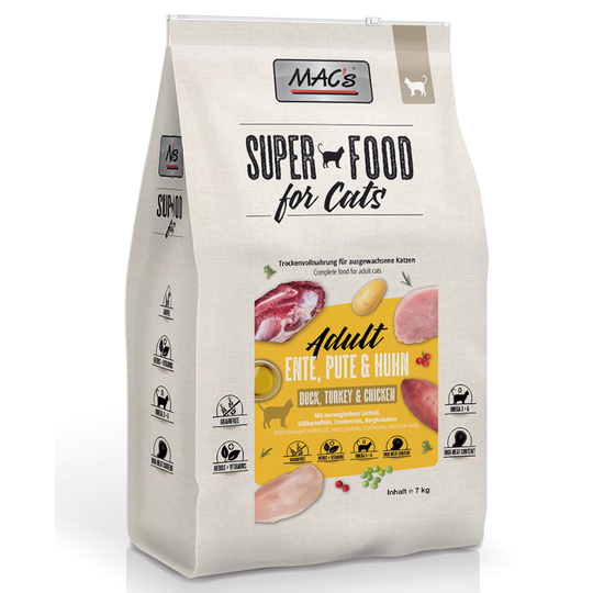 MAC's Superfood for Cats Adult Anka, kalkon & kyckling - 7 kg