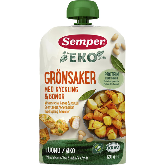 Semper EKO Grönsaker Med Kyckling & Bönor 10 g