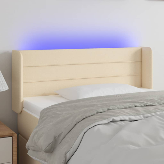 vidaXL Huvudgavel LED gräddvit 103x16x78/88 cm tyg