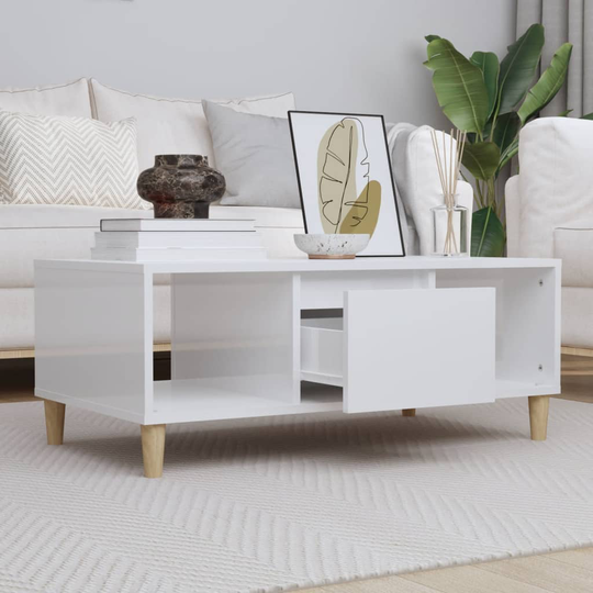 vidaXL Soffbord vit högglans 90x50x36,5 cm konstruerat trä