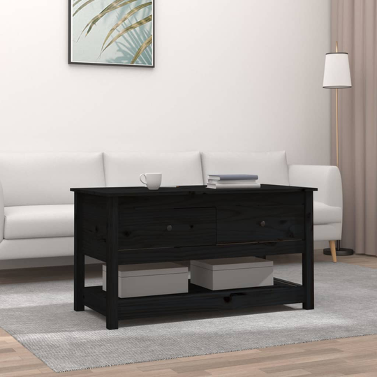 vidaXL Soffbord svart 102x49x55 cm massiv furu