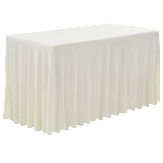 vidaXL Bordsöverdrag 2 st stretch golvlångt gräddvit 243x76x74 cm