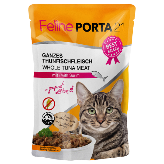 Ekonomipack: Feline Porta 21 portionspåsar 48 x 100 g - Tonfisk med surimi - spannmålsfritt