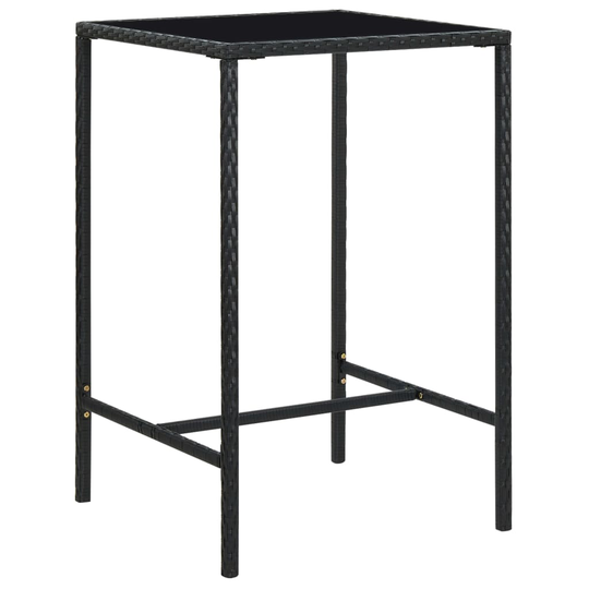 vidaXL Barbord för trädgård svart 70x70x110 cm konstrotting och glas