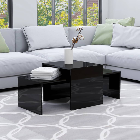 vidaXL Soffbord set svart högglans 100x48x40 cm spånskiva