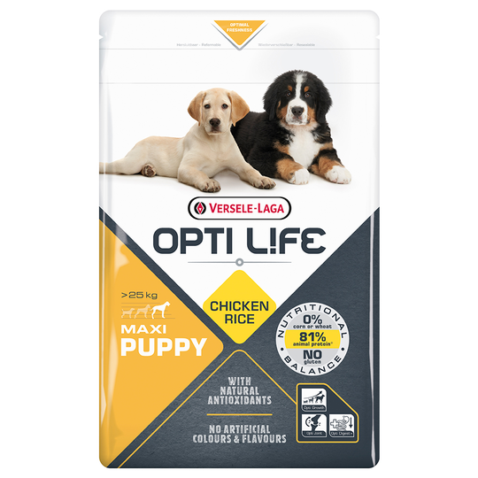 Ekonomipack: 2 x 12 kg Opti Life hundfoder - Puppy Maxi (2 x 12,5 kg)