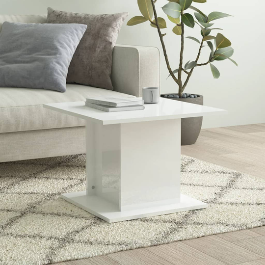 vidaXL Soffbord vit högglans 55,5x55,5x40 cm spånskiva