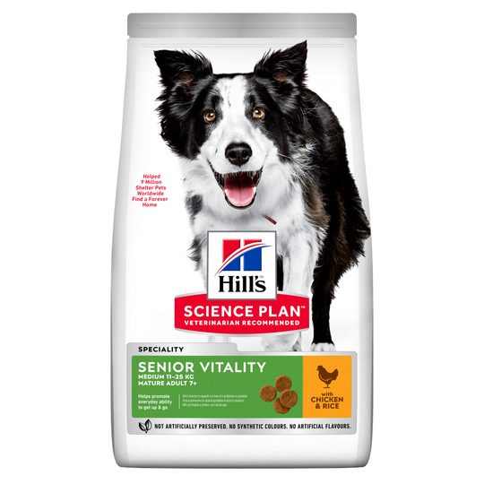 Hill's Science Plan Adult Senior Vitality 7+ Medium Chicken Ekononomipack: 2 x 14 kg