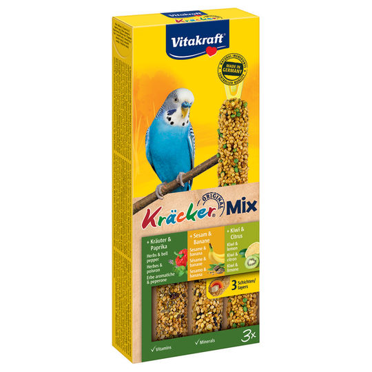 Vitakraft Kräcker Trio-Mix för undulater - Sesam/Örter/Kiwi 3 st