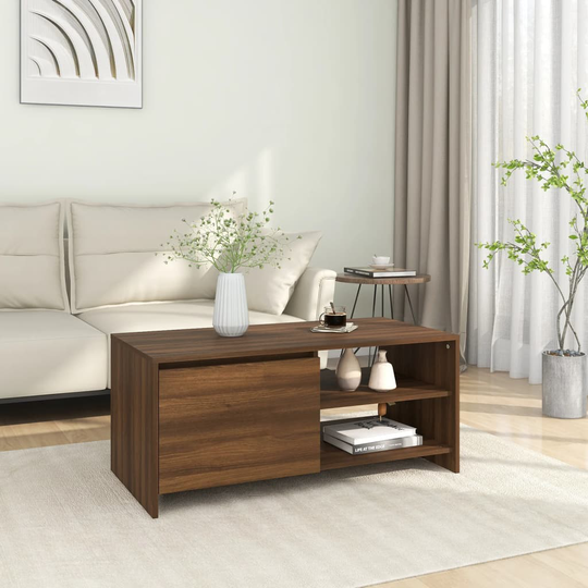 vidaXL Soffbord brun ek 102x50x45 cm konstruerat trä