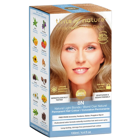 Tints of Nature 8N Light Blond hårfärg, 130ml 60% ekologisk
