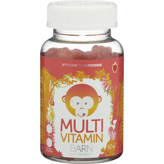 Monkids Multivitamn Jordgubb Barn 60 tuggtabletter