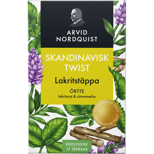 ARVID NORDQUIST Skandinavisk Twist Lakritstäppa Örtte Lakritsrot & Citronmeliss 17 påsar