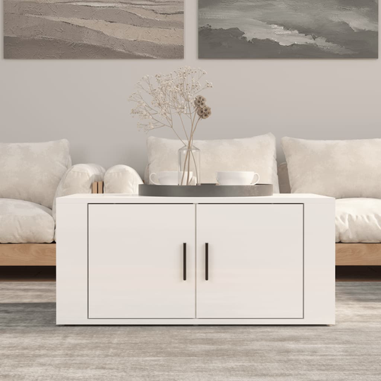 vidaXL Soffbord vit högglans 80x50x36 cm konstruerat trä