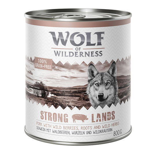 Ekonomipack: Wolf of Wilderness 12 x 800 g NY! Strong Lands - Pork
