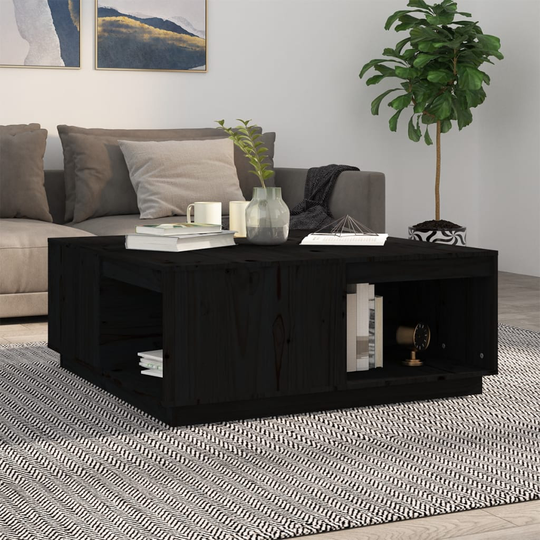 vidaXL Soffbord svart 100x101x40,5 cm massiv furu
