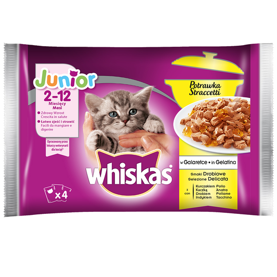 Multipack Whiskas Junior Poultry Flavours portionspåse 12 x 85 g - Fjäderfävarianter i gelé