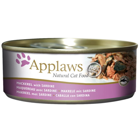 Applaws kattmat i buljong 6 x 156 g - Makrill & sardiner