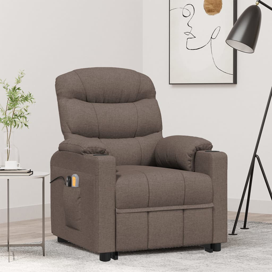vidaXL Elektronisk massagefåtölj med uppresningshjälp taupe tyg