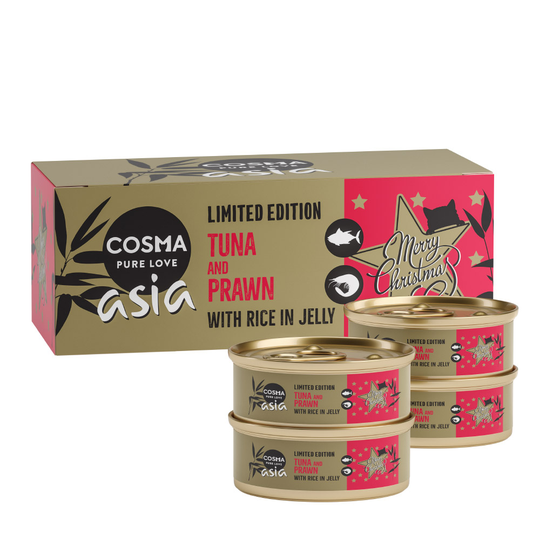 Cosma Asia Christmas Edition: Tonfisk & räkor 4 x 50 g - Ekonomipack: 12 x 50 g