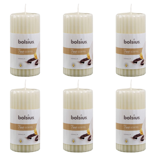 Bolsius Ribbade blockljus med doft 6 st 120x58 mm vanilj