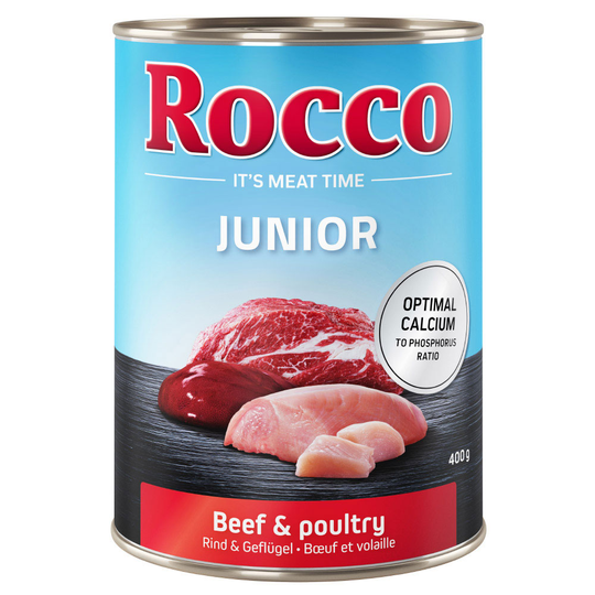 Rocco Junior 12 x 400 g - Fjäderfä & nötkött