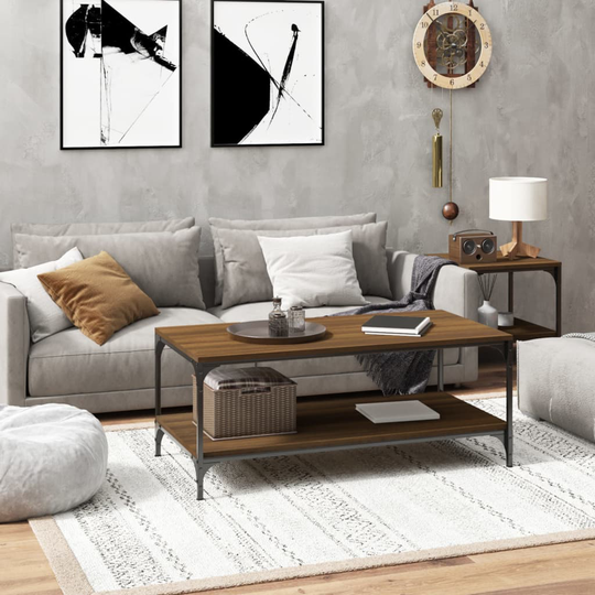 vidaXL Soffbord brun ek 100x50x40 cm konstruerat trä
