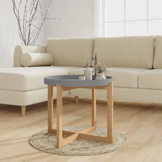 vidaXL Soffbord grå 53x53x43,5cm cm konstruerat trä&massiv furu